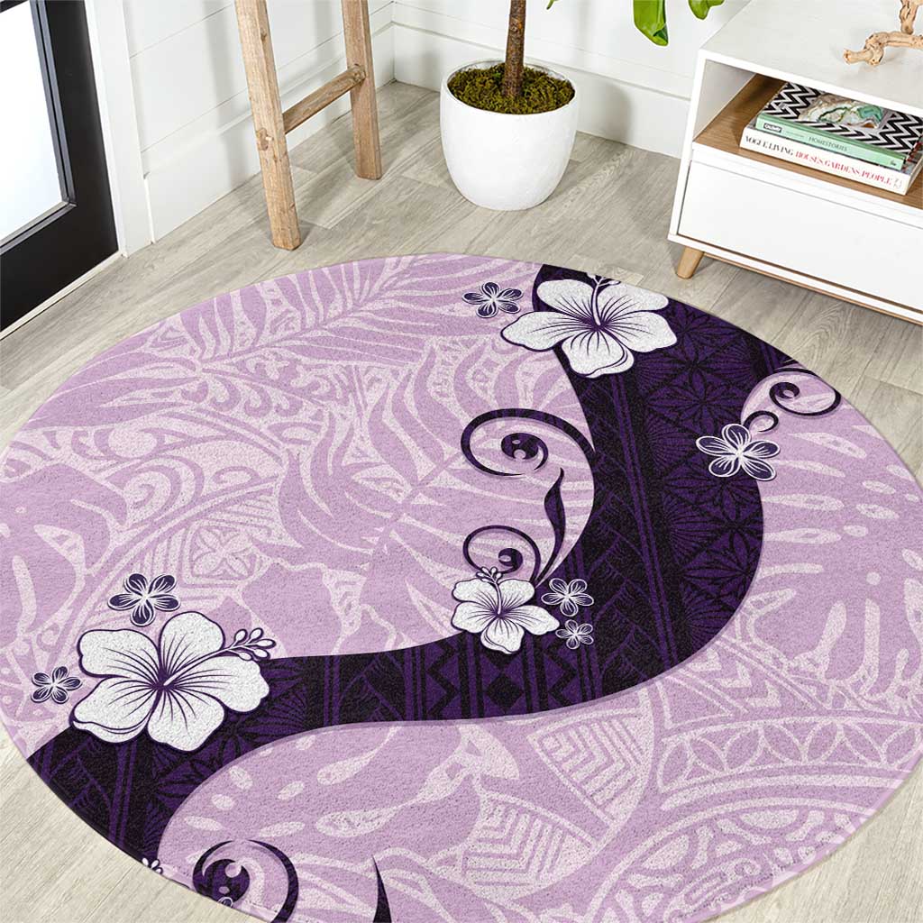 Polynesia Hibiscus Round Carpet Thistle Curve Motif - Polynesian Pride