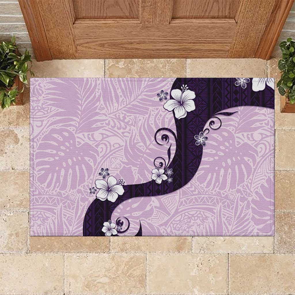 Polynesia Hibiscus Rubber Doormat Thistle Curve Motif - Polynesian Pride