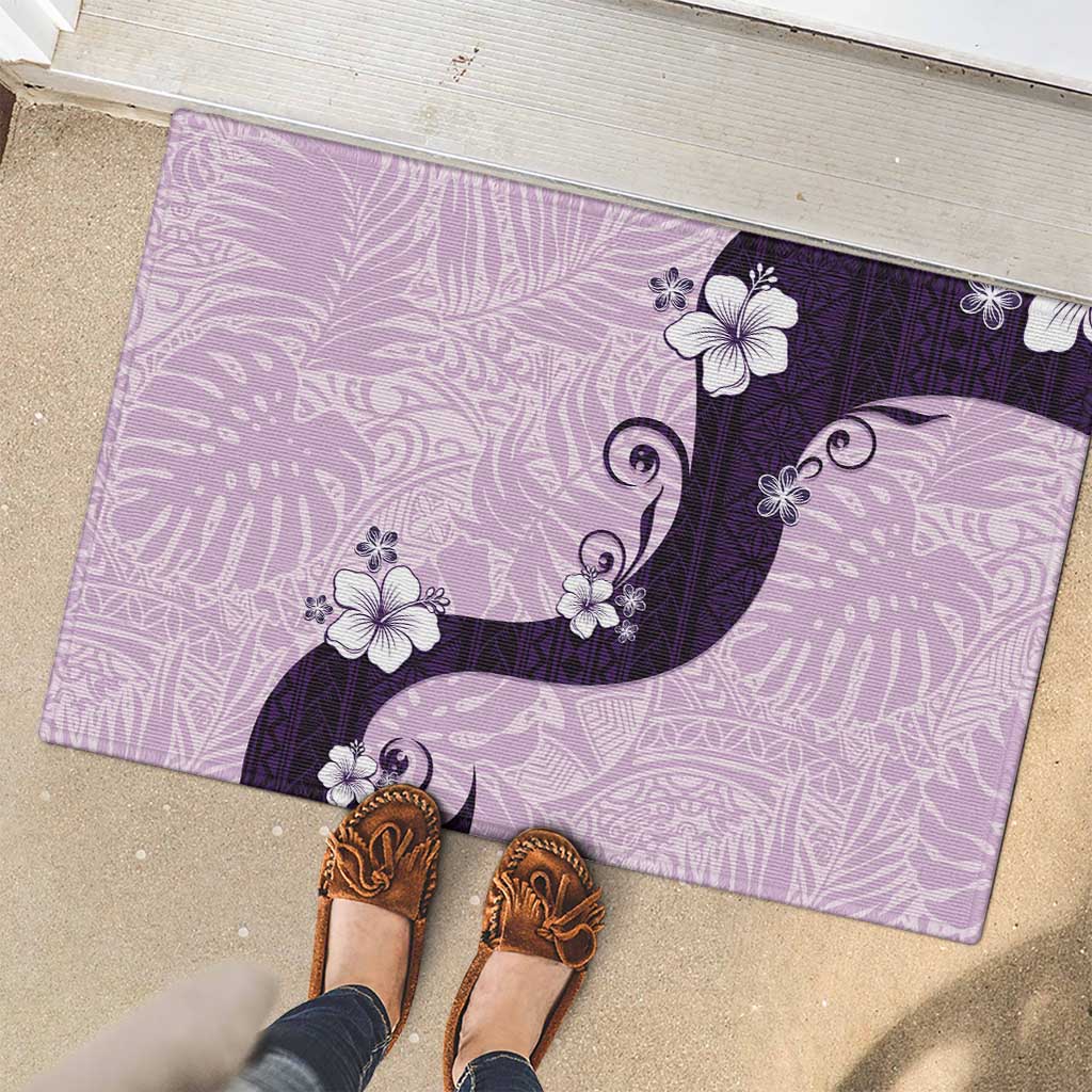 Polynesia Hibiscus Rubber Doormat Thistle Curve Motif - Polynesian Pride
