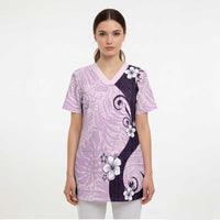 Polynesia Hibiscus Scrub Top Thistle Curve Motif - Polynesian Pride