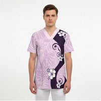 Polynesia Hibiscus Scrub Top Thistle Curve Motif - Polynesian Pride