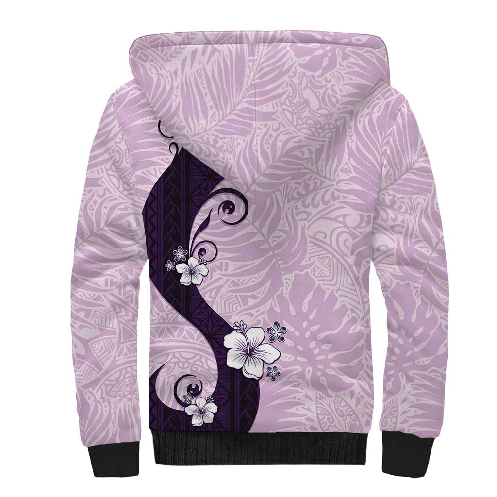 Polynesia Hibiscus Sherpa Hoodie Thistle Curve Motif - Polynesian Pride
