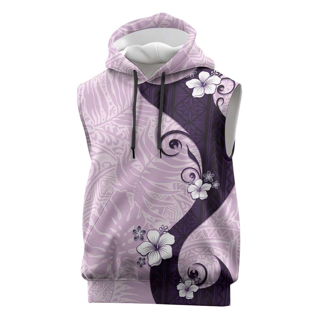 Polynesia Hibiscus Sleeveless Hoodie Thistle Curve Motif - Polynesian Pride