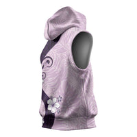 Polynesia Hibiscus Sleeveless Hoodie Thistle Curve Motif - Polynesian Pride