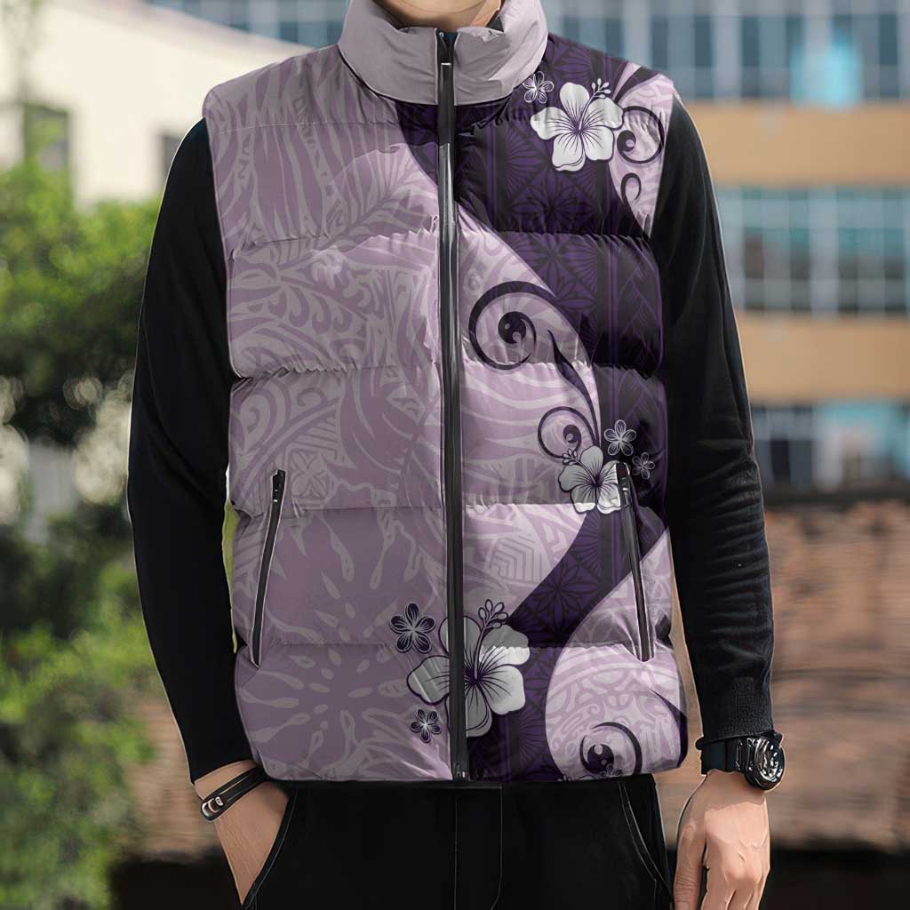 Polynesia Hibiscus Sleeveless Puffer Jacket Thistle Curve Motif - Polynesian Pride