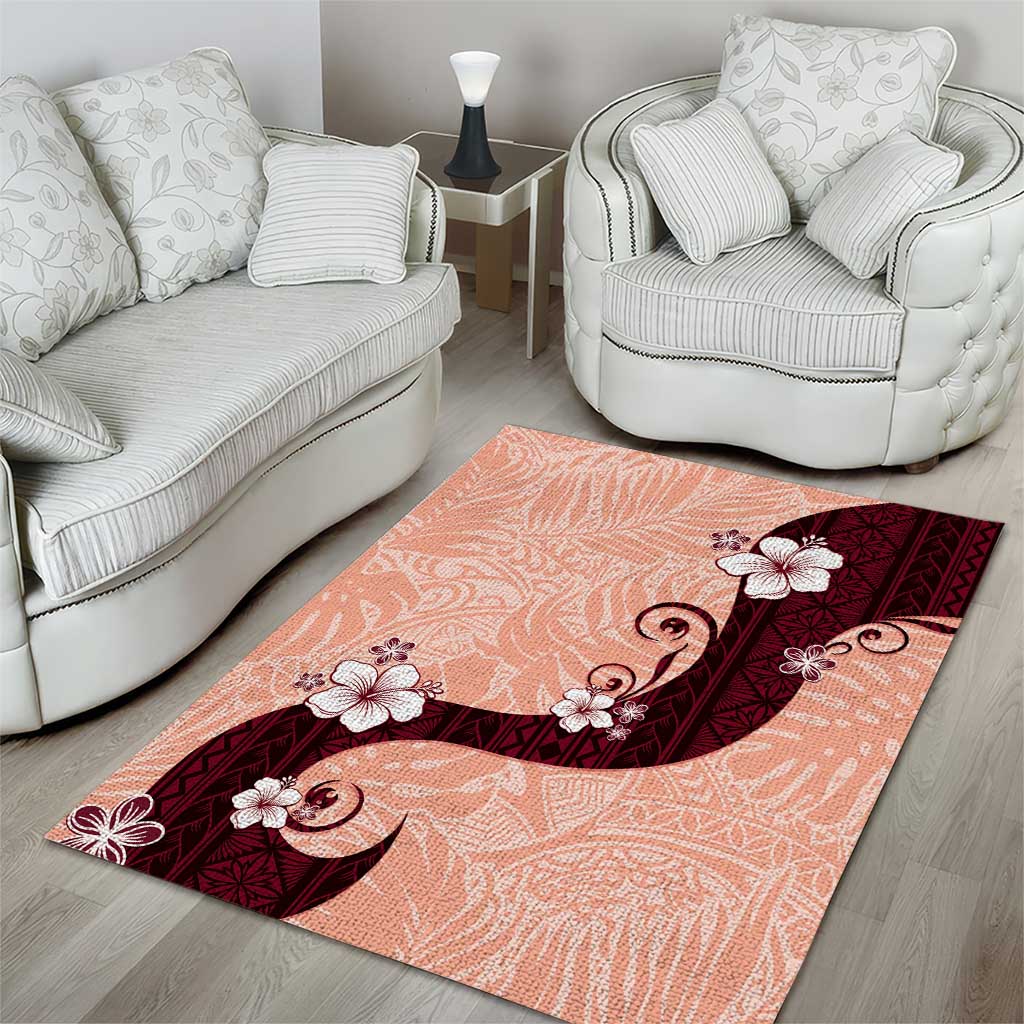 Polynesia Hibiscus Area Rug Rose Bud Curve Motif - Polynesian Pride