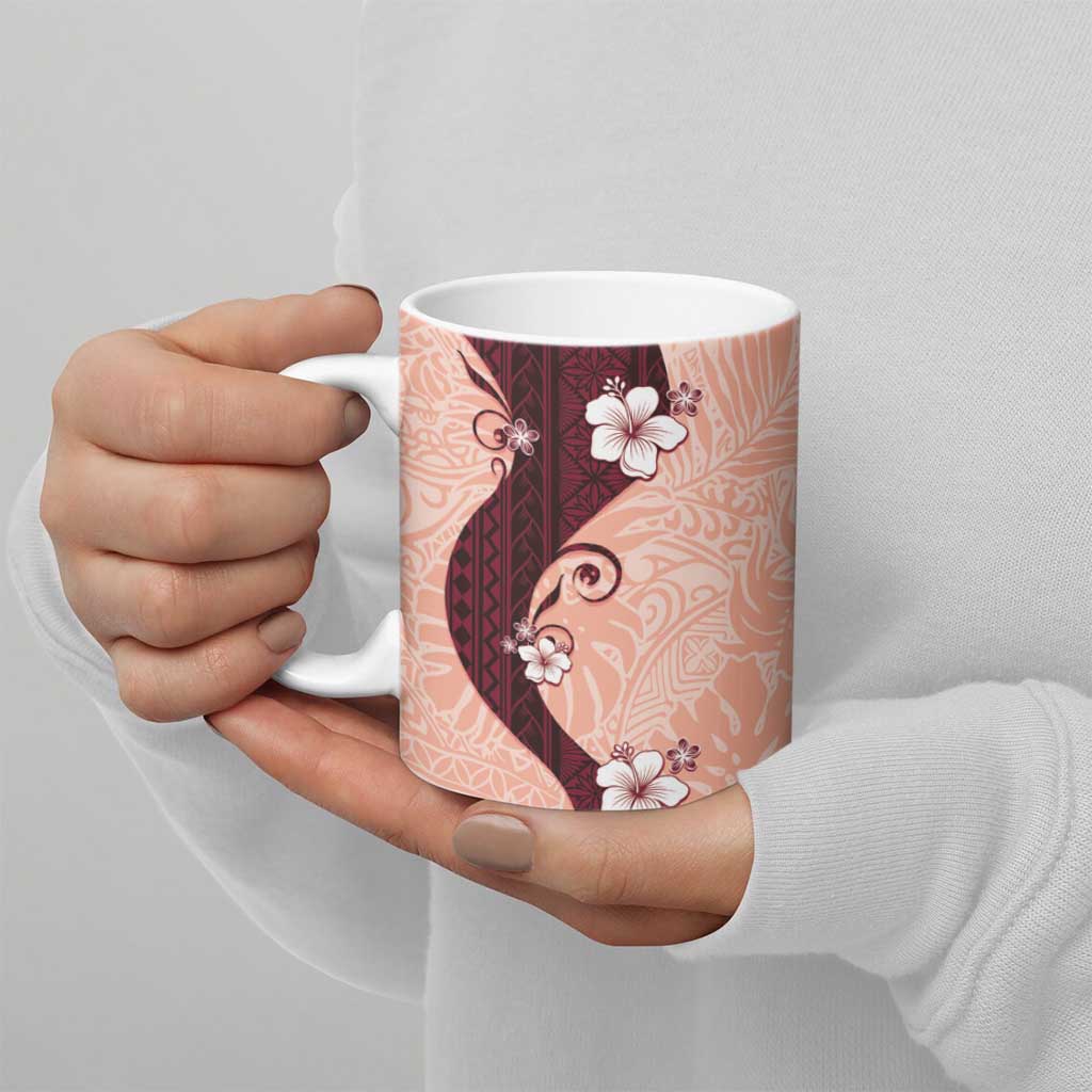 Polynesia Hibiscus Ceramic Mug Rose Bud Curve Motif - Polynesian Pride