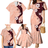 Polynesia Hibiscus Family Matching Mermaid Dress and Hawaiian Shirt Rose Bud Curve Motif - Polynesian Pride