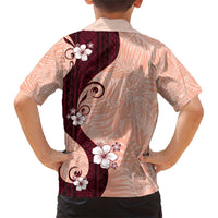 Polynesia Hibiscus Family Matching Short Sleeve Bodycon Dress and Hawaiian Shirt Rose Bud Curve Motif - Polynesian Pride
