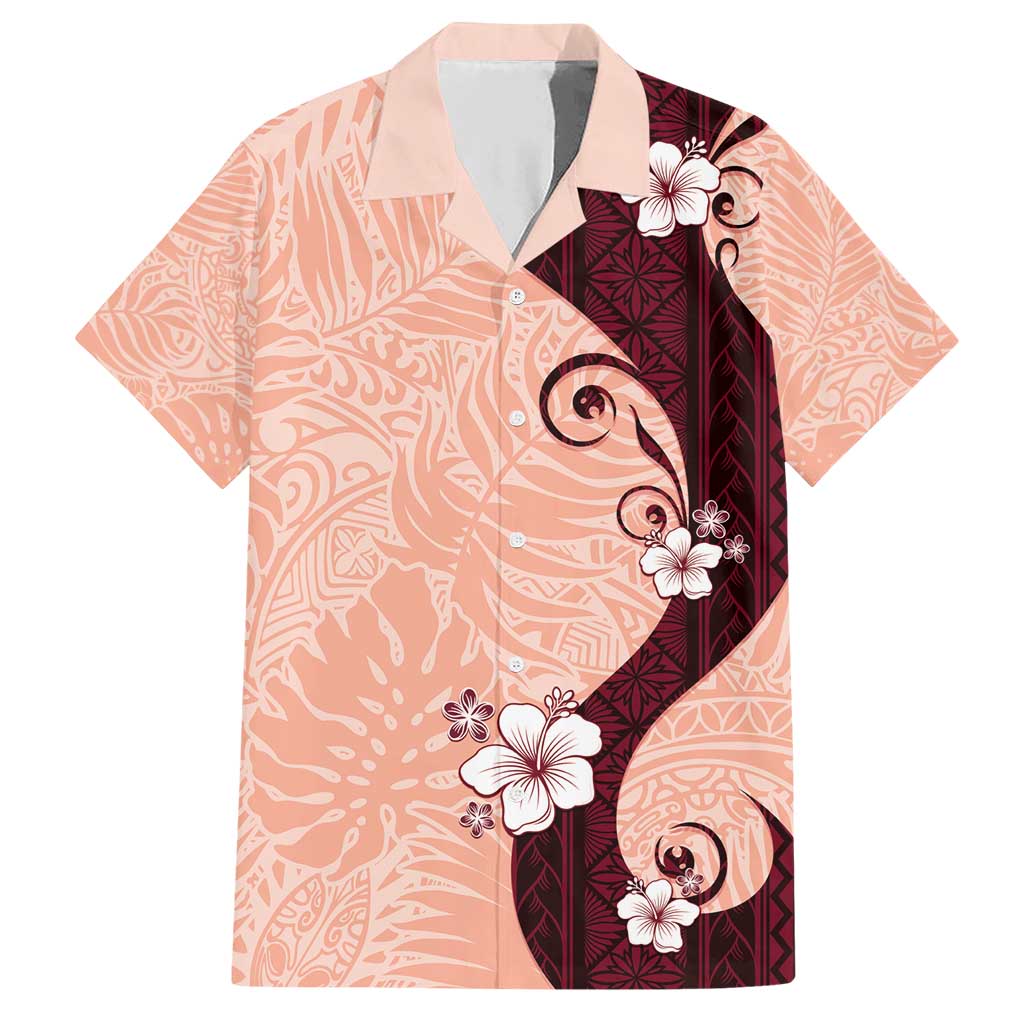Polynesia Hibiscus Family Matching Short Sleeve Bodycon Dress and Hawaiian Shirt Rose Bud Curve Motif - Polynesian Pride
