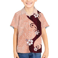 Polynesia Hibiscus Family Matching Short Sleeve Bodycon Dress and Hawaiian Shirt Rose Bud Curve Motif - Polynesian Pride