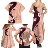 Polynesia Hibiscus Family Matching Summer Maxi Dress and Hawaiian Shirt Rose Bud Curve Motif - Polynesian Pride