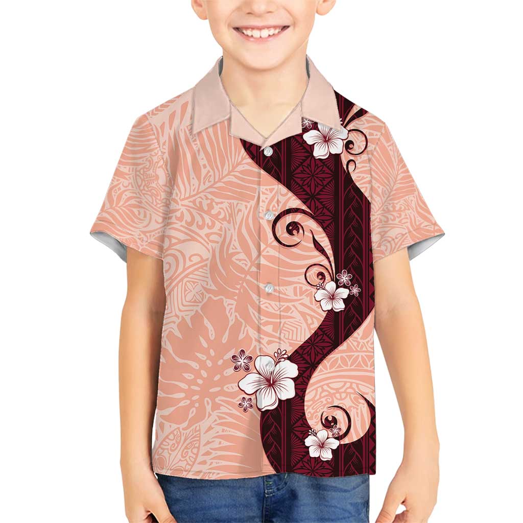 Polynesia Hibiscus Family Matching Summer Maxi Dress and Hawaiian Shirt Rose Bud Curve Motif - Polynesian Pride