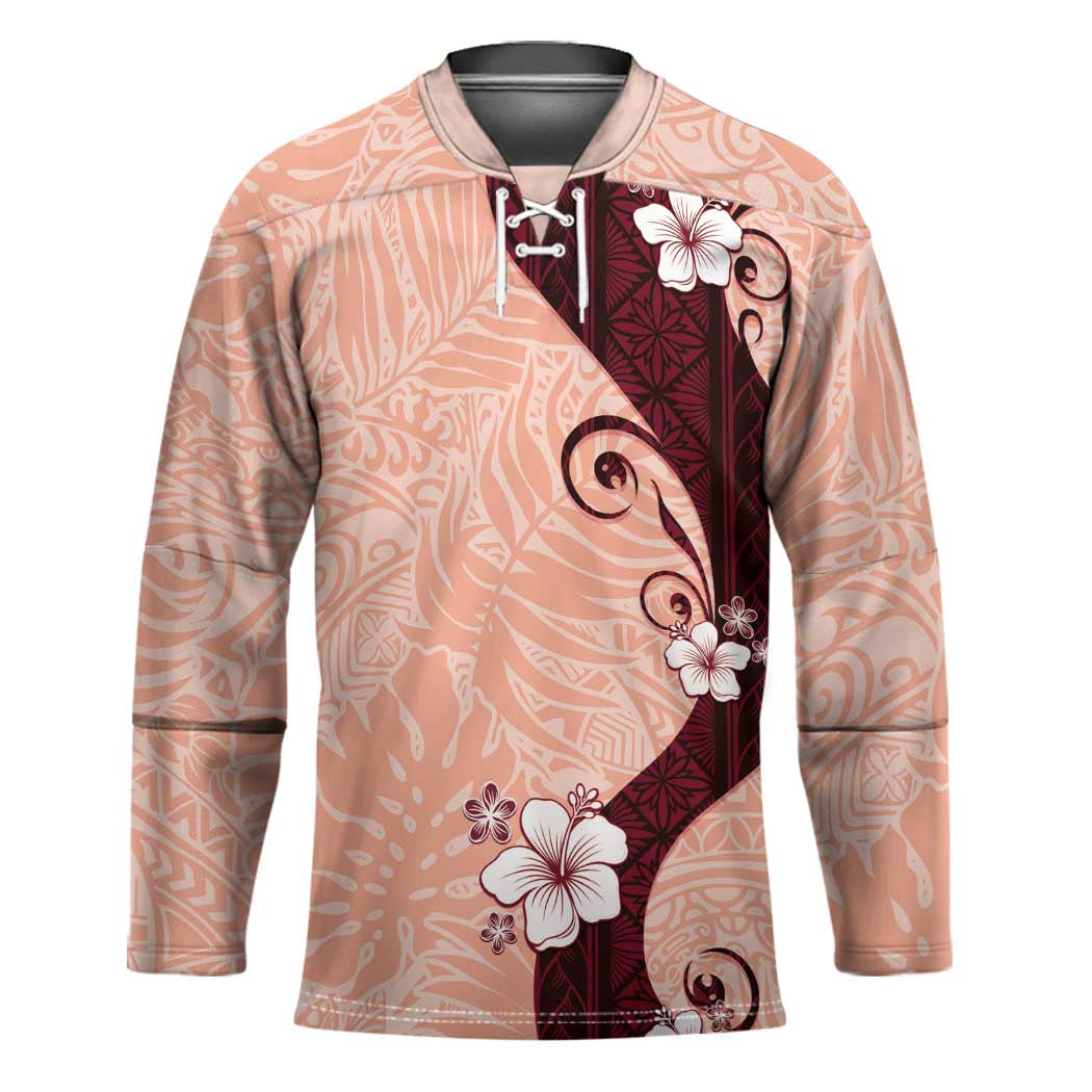Polynesia Hibiscus Hockey Jersey Rose Bud Curve Motif - Polynesian Pride