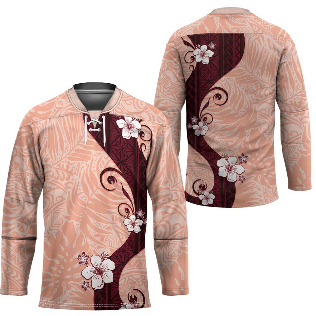 Polynesia Hibiscus Hockey Jersey Rose Bud Curve Motif - Polynesian Pride