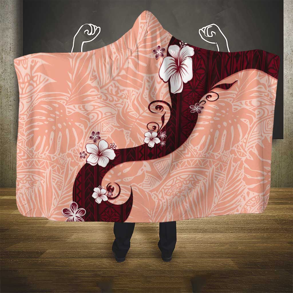Polynesia Hibiscus Hooded Blanket Rose Bud Curve Motif - Polynesian Pride