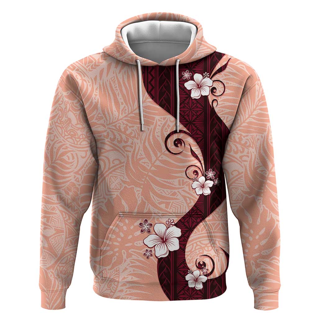 Polynesia Hibiscus Hoodie Rose Bud Curve Motif - Polynesian Pride