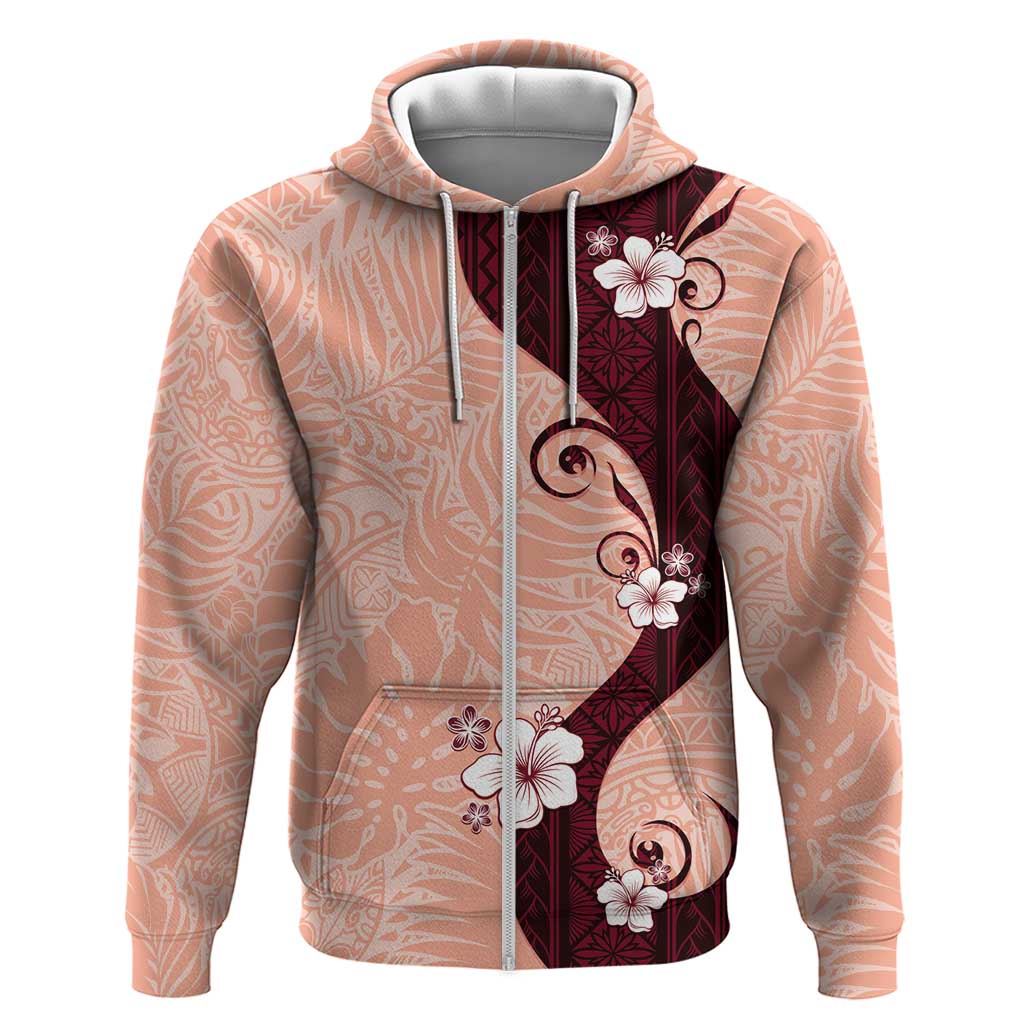 Polynesia Hibiscus Hoodie Rose Bud Curve Motif - Polynesian Pride
