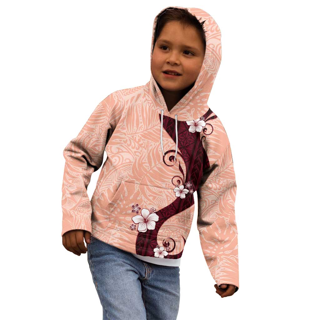 Polynesia Hibiscus Kid Hoodie Rose Bud Curve Motif - Polynesian Pride