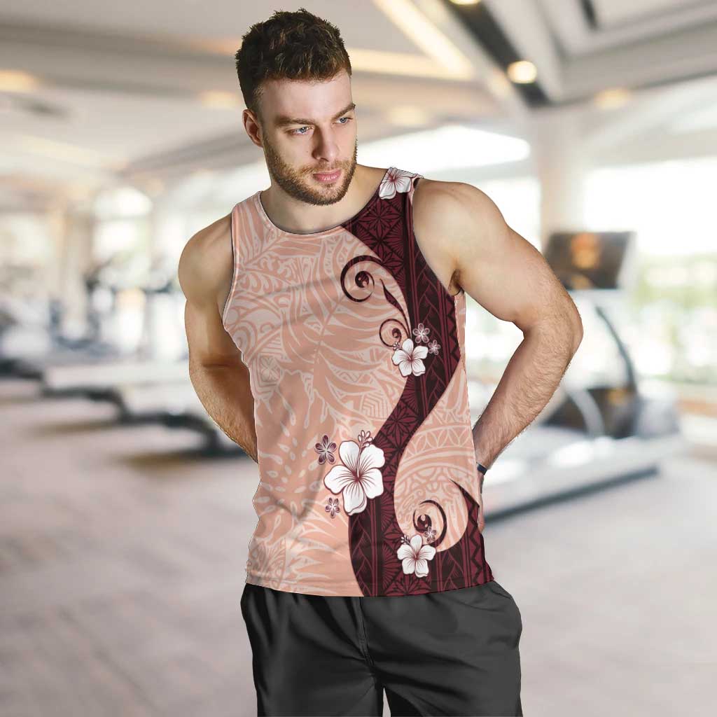 Polynesia Hibiscus Men Tank Top Rose Bud Curve Motif - Polynesian Pride