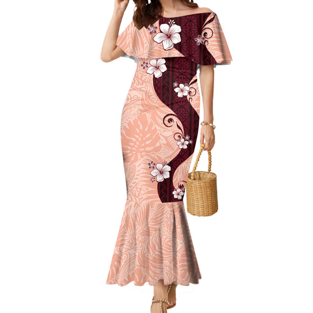 Polynesia Hibiscus Mermaid Dress Rose Bud Curve Motif - Polynesian Pride
