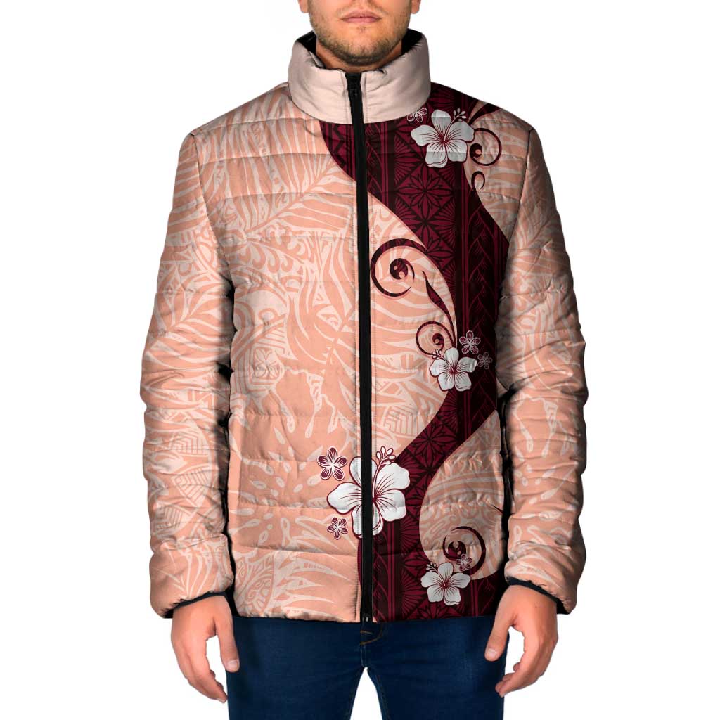 Polynesia Hibiscus Padded Jacket Rose Bud Curve Motif - Polynesian Pride