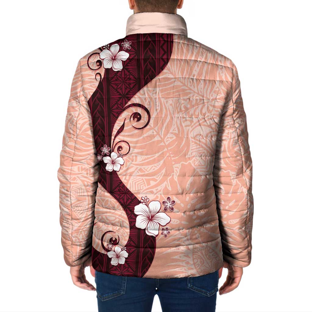 Polynesia Hibiscus Padded Jacket Rose Bud Curve Motif - Polynesian Pride