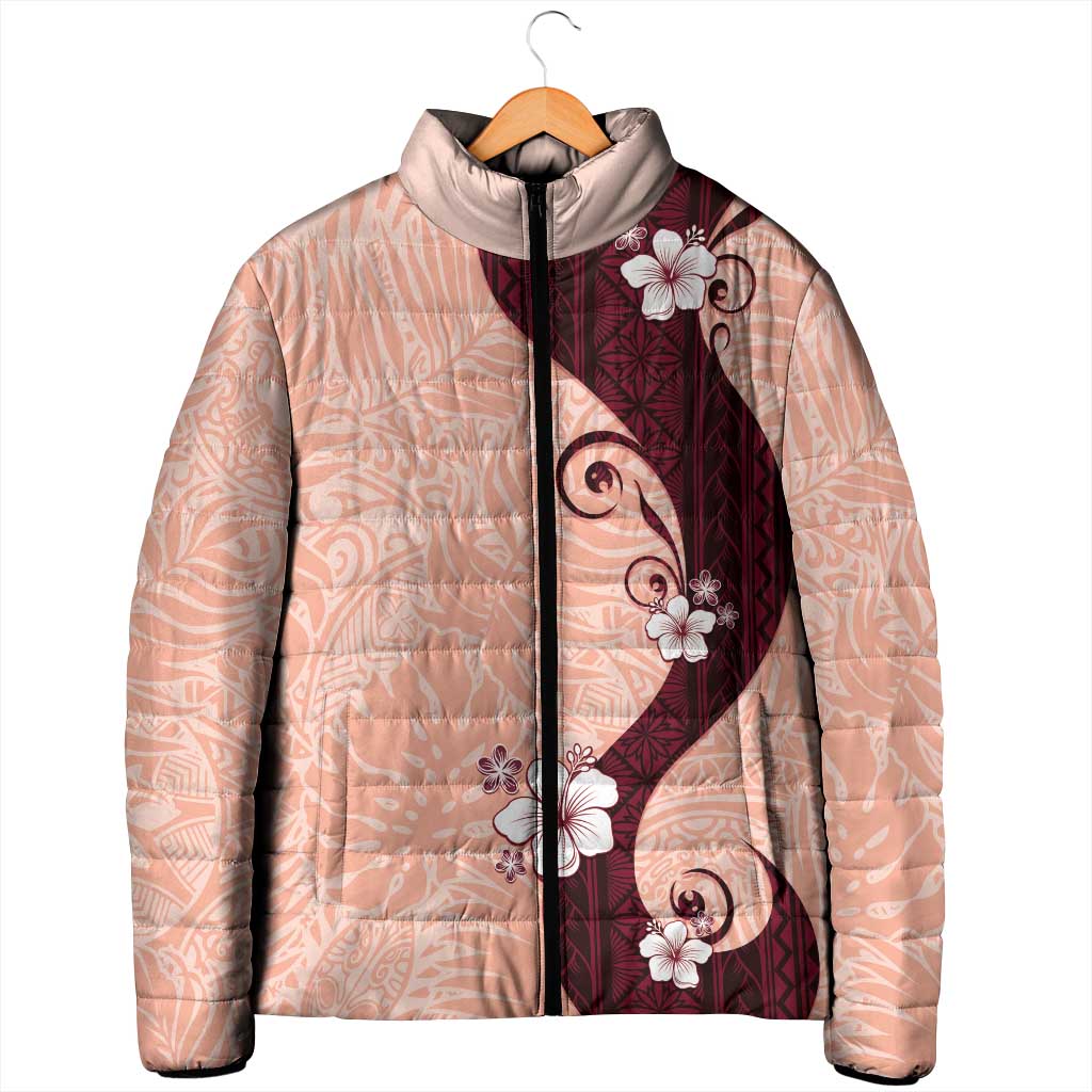 Polynesia Hibiscus Padded Jacket Rose Bud Curve Motif - Polynesian Pride