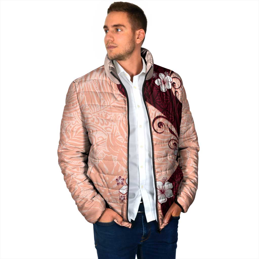 Polynesia Hibiscus Padded Jacket Rose Bud Curve Motif - Polynesian Pride