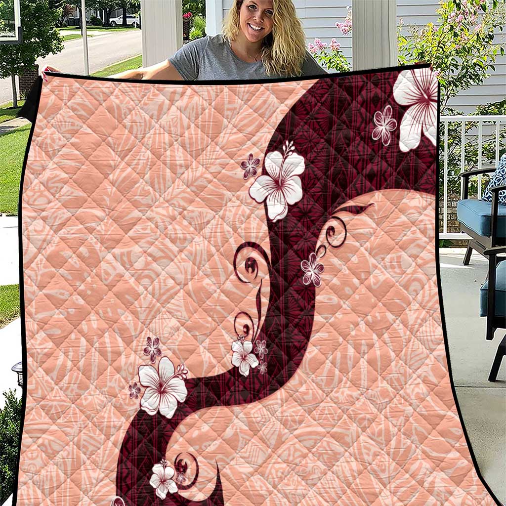 Polynesia Hibiscus Quilt Rose Bud Curve Motif LT05 Red - Polynesian Pride