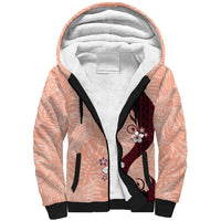 Polynesia Hibiscus Sherpa Hoodie Rose Bud Curve Motif - Polynesian Pride