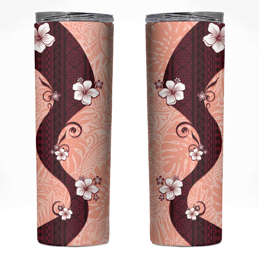 Polynesia Hibiscus Skinny Tumbler Rose Bud Curve Motif - Polynesian Pride