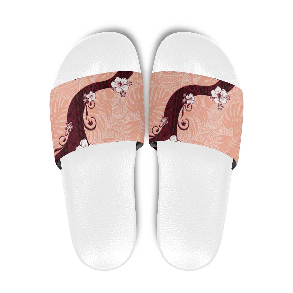 Polynesia Hibiscus Slide Sandals Rose Bud Curve Motif - Polynesian Pride