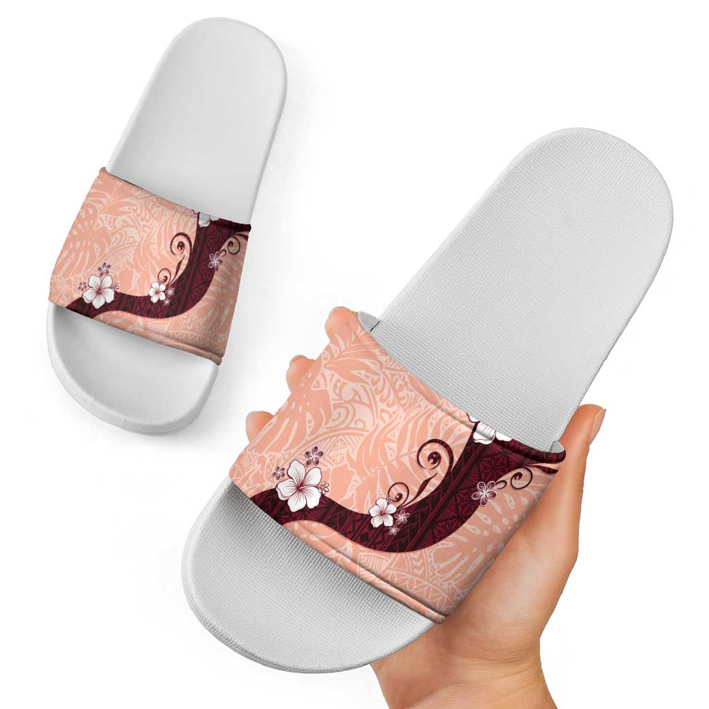 Polynesia Hibiscus Slide Sandals Rose Bud Curve Motif - Polynesian Pride