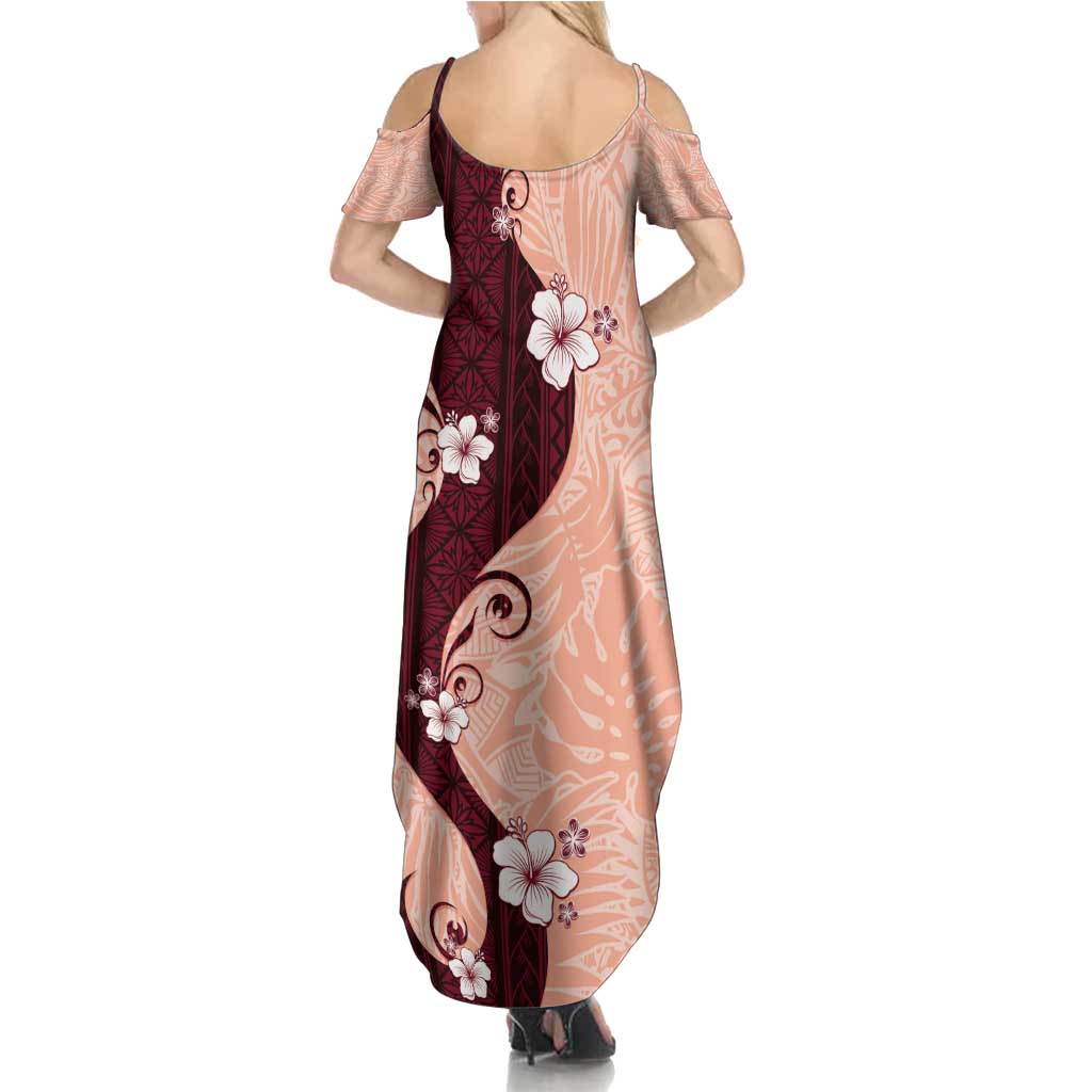 Polynesia Hibiscus Summer Maxi Dress Rose Bud Curve Motif - Polynesian Pride