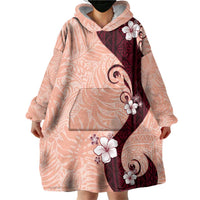 Polynesia Hibiscus Wearable Blanket Hoodie Rose Bud Curve Motif - Polynesian Pride