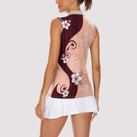 Polynesia Hibiscus Women Sleeveless Polo Shirt Rose Bud Curve Motif - Polynesian Pride