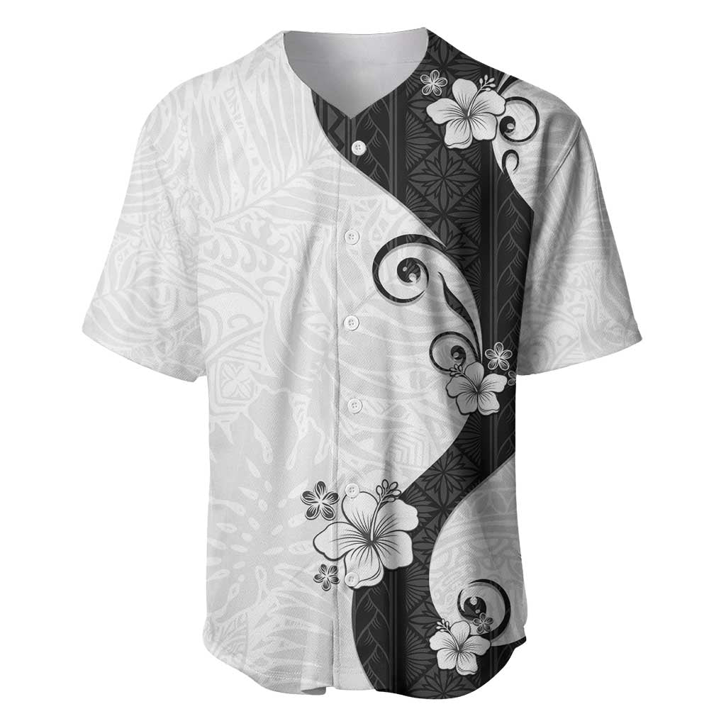 Polynesia Hibiscus Baseball Jersey White Curve Motif LT05 White - Polynesian Pride