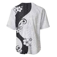 Polynesia Hibiscus Baseball Jersey White Curve Motif LT05 - Polynesian Pride