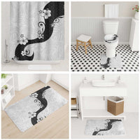 Polynesia Hibiscus Bathroom Set White Curve Motif - Polynesian Pride