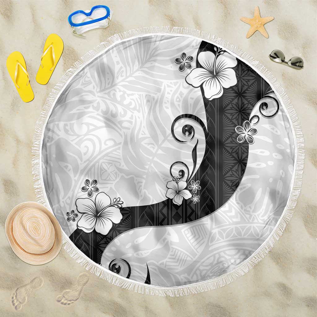 Polynesia Hibiscus Beach Blanket White Curve Motif - Polynesian Pride