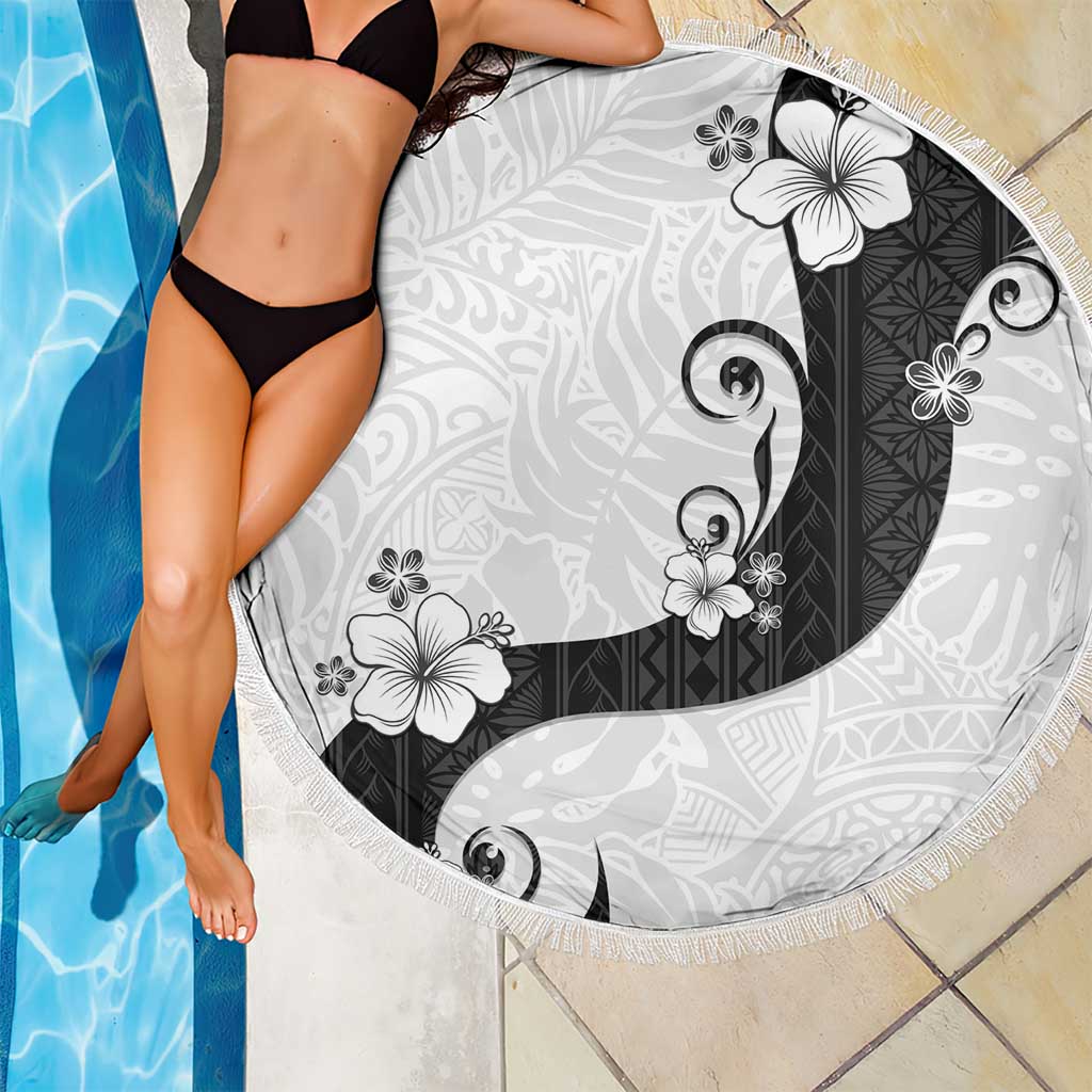 Polynesia Hibiscus Beach Blanket White Curve Motif - Polynesian Pride