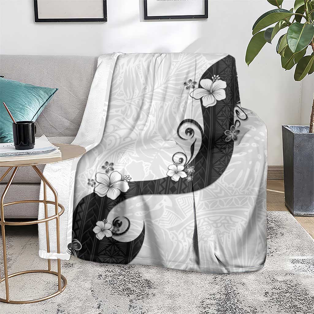Polynesia Hibiscus Blanket White Curve Motif - Polynesian Pride
