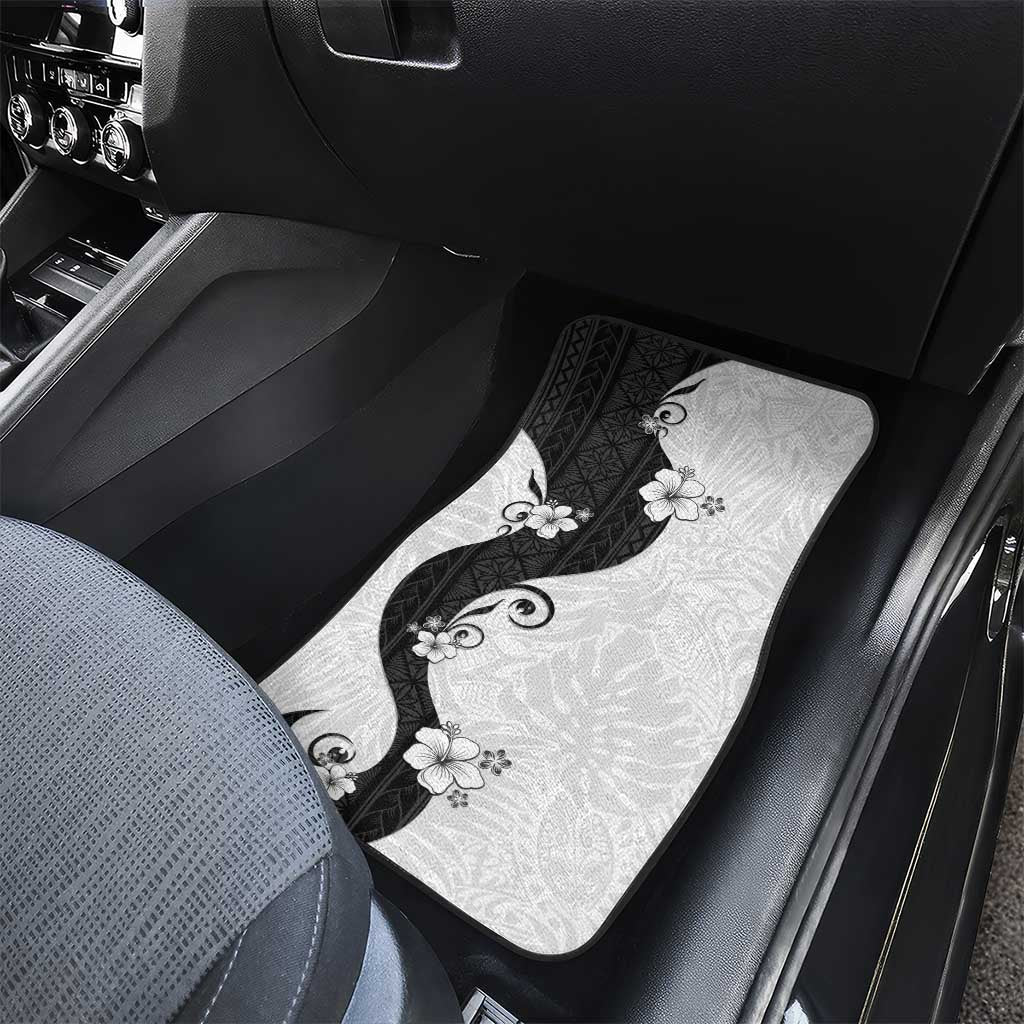 Polynesia Hibiscus Car Mats White Curve Motif - Polynesian Pride