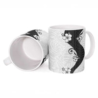 Polynesia Hibiscus Ceramic Mug White Curve Motif - Polynesian Pride