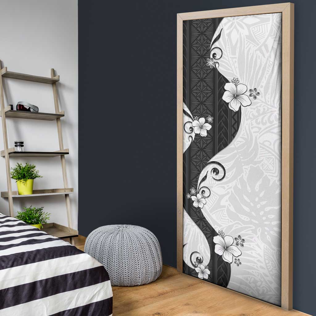 Polynesia Hibiscus Door Cover White Curve Motif - Polynesian Pride