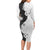 Polynesia Hibiscus Family Matching Long Sleeve Bodycon Dress and Hawaiian Shirt White Curve Motif - Polynesian Pride