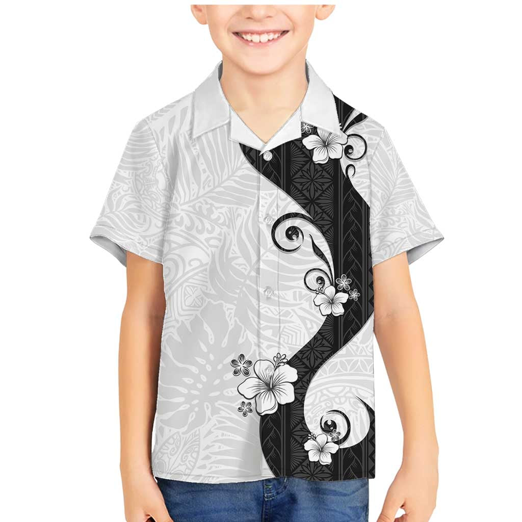 Polynesia Hibiscus Family Matching Mermaid Dress and Hawaiian Shirt White Curve Motif - Polynesian Pride