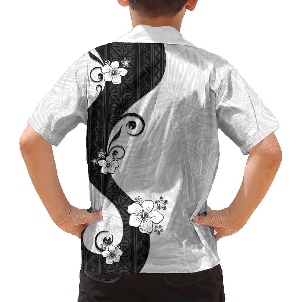 Polynesia Hibiscus Family Matching Puletasi and Hawaiian Shirt White Curve Motif - Polynesian Pride