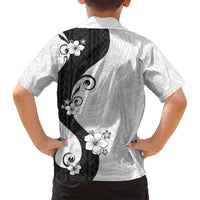 Polynesia Hibiscus Family Matching Puletasi and Hawaiian Shirt White Curve Motif - Polynesian Pride